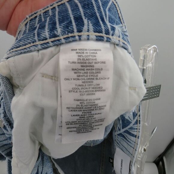 Anthro Current/Elliott Womens Size 25 Palm Print High Rise Denim Jean Shorts - Picture 7 of 14